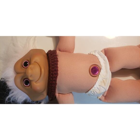 1991 Treasure Troll Tot 14" Doll Bellybutton Wishstone Vintage Cow Outfit - Picture 7 of 16